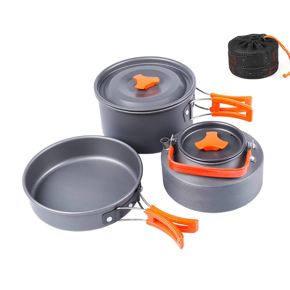 Outdoor Camping Cookware Set with 2 Pots, Frying Pan and Kettle KTCO-25-002