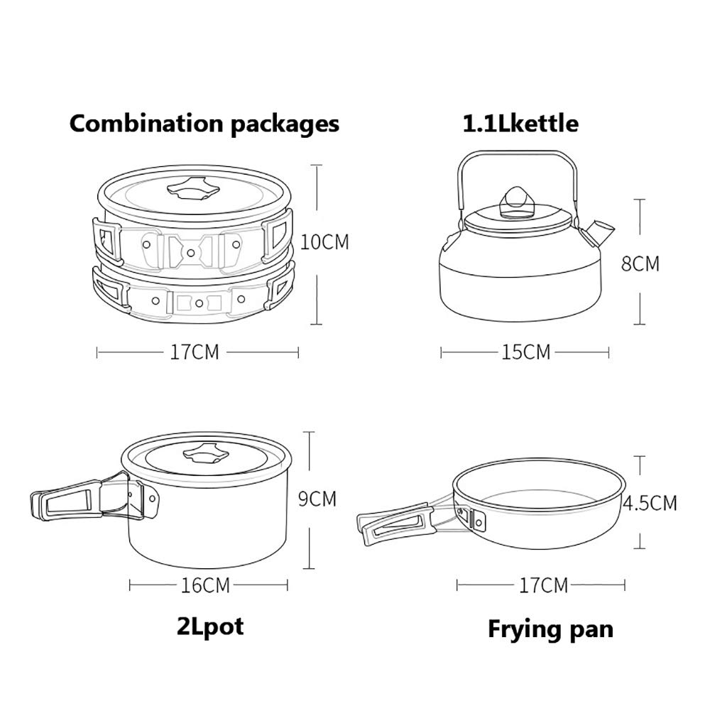 Outdoor Camping Cookware Set with 2 Pots, Frying Pan and Kettle KTCO-25-002