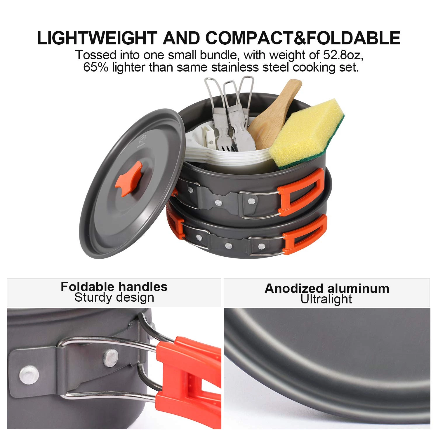 Outdoor Aluminum Alloy Cookware Set 4-Piece Camping Kit KTCO-25-003