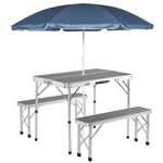 Folding Camping Table and Bench Set Aluminum Frame GTFRTA-25-004