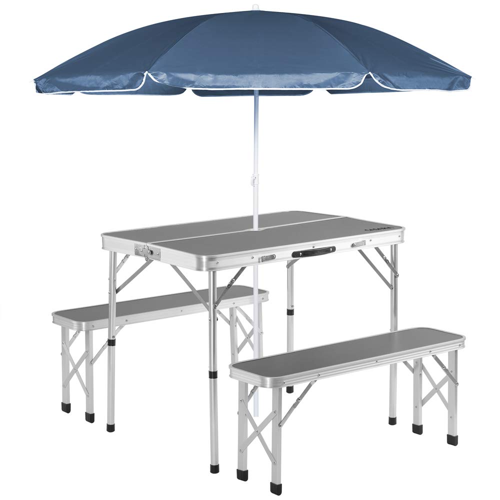 Folding Camping Table and Bench Set Aluminum Frame GTFRTA-25-004