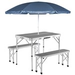 Folding Camping Table and Bench Set Aluminum Frame GTFRTA-25-004
