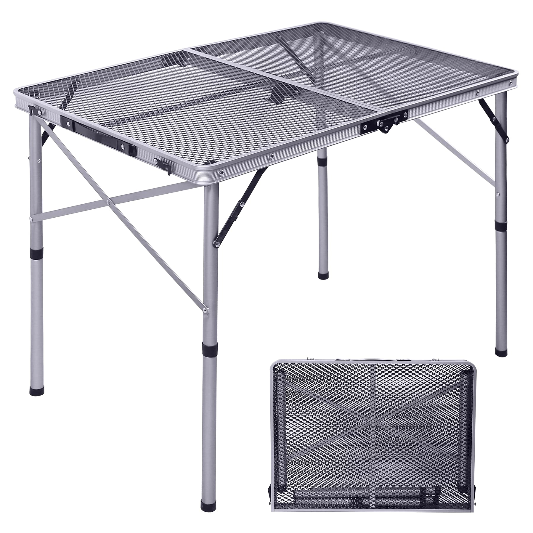 Folding Metal Mesh Camping Table Adjustable Height GTFRTA-25-009