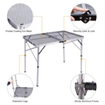 Folding Metal Mesh Camping Table Adjustable Height GTFRTA-25-009