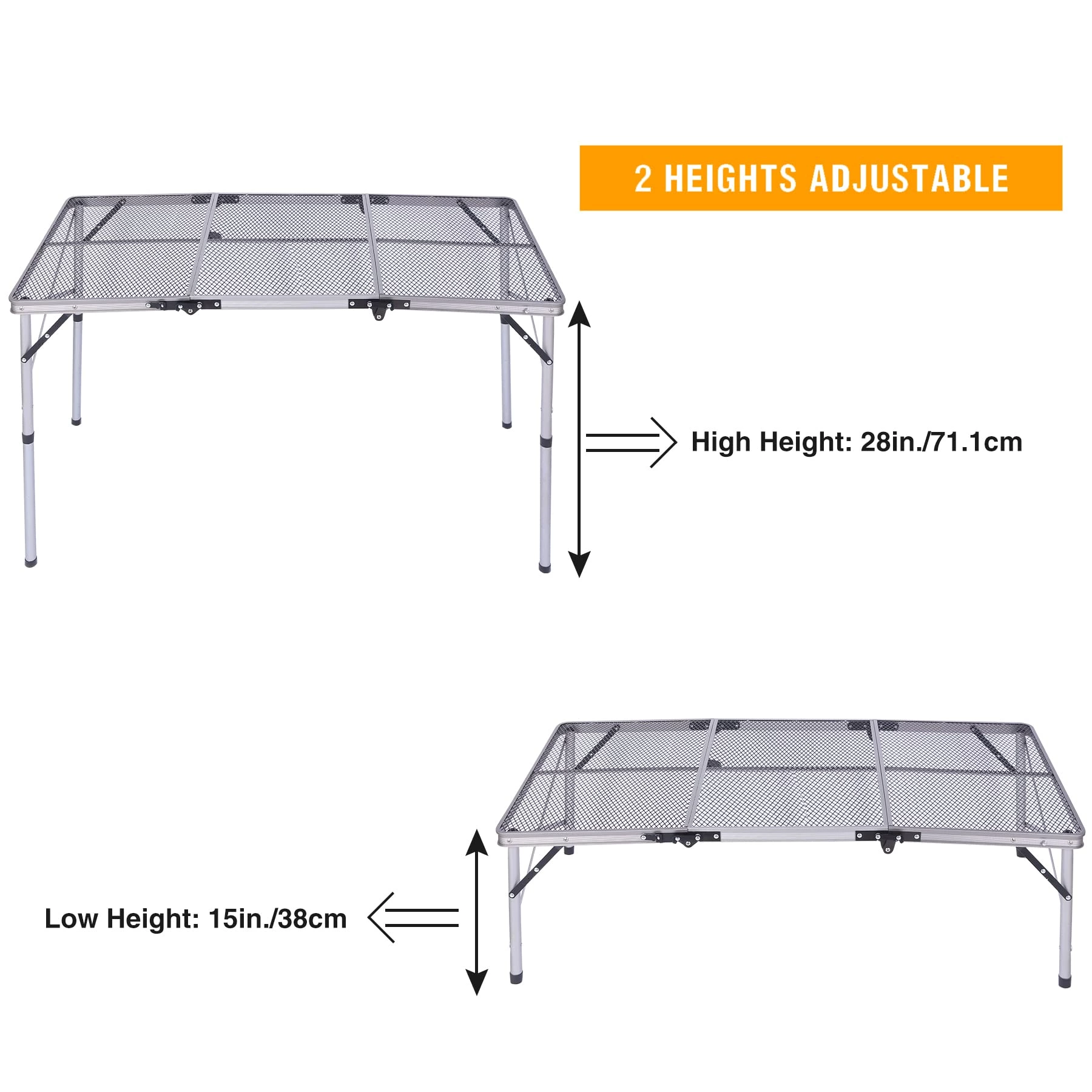 Folding Metal Mesh Camping Table Adjustable Height GTFRTA-25-009