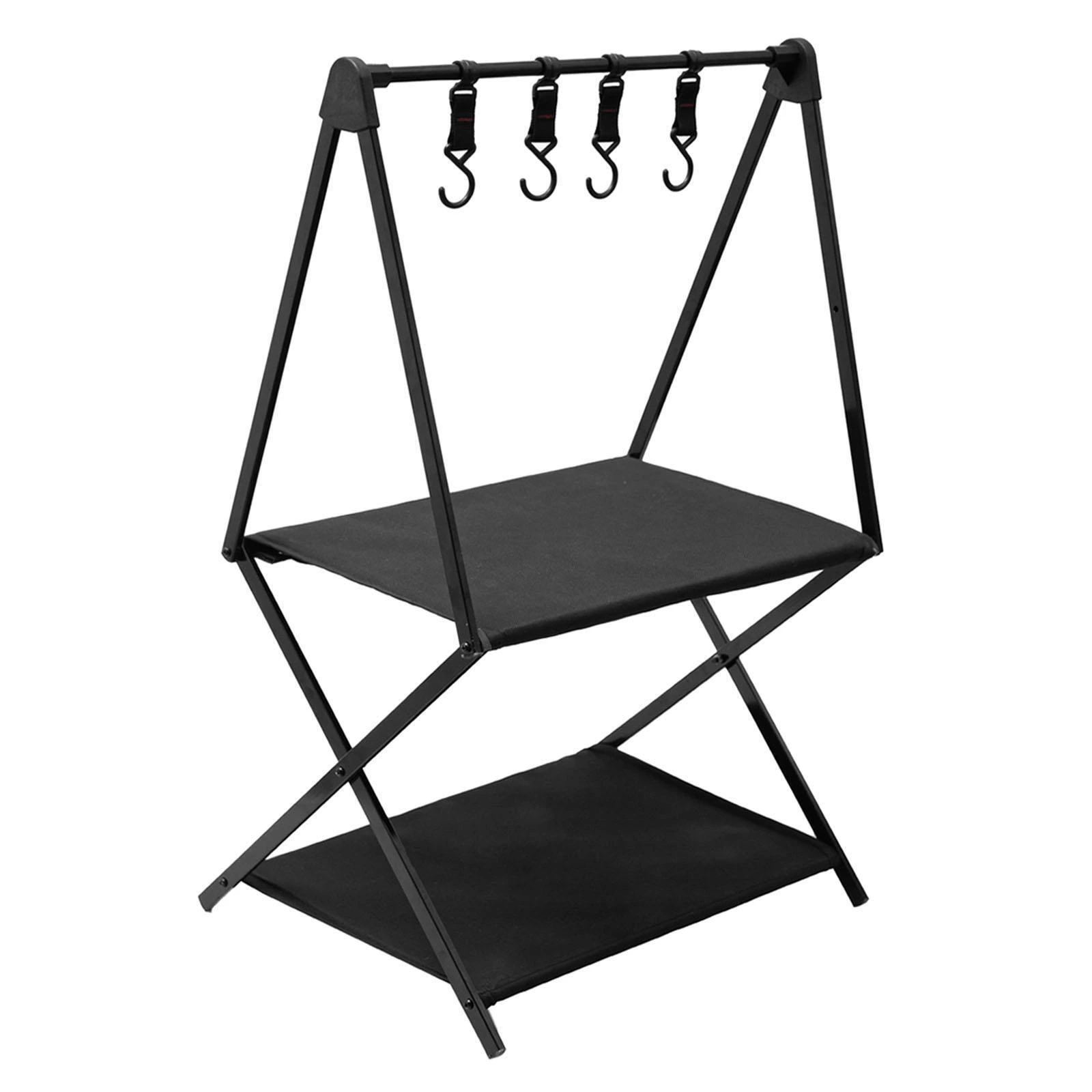 Camping Storage Rack Outdoor Folding Stand with Hooks GTFRWF-25-002