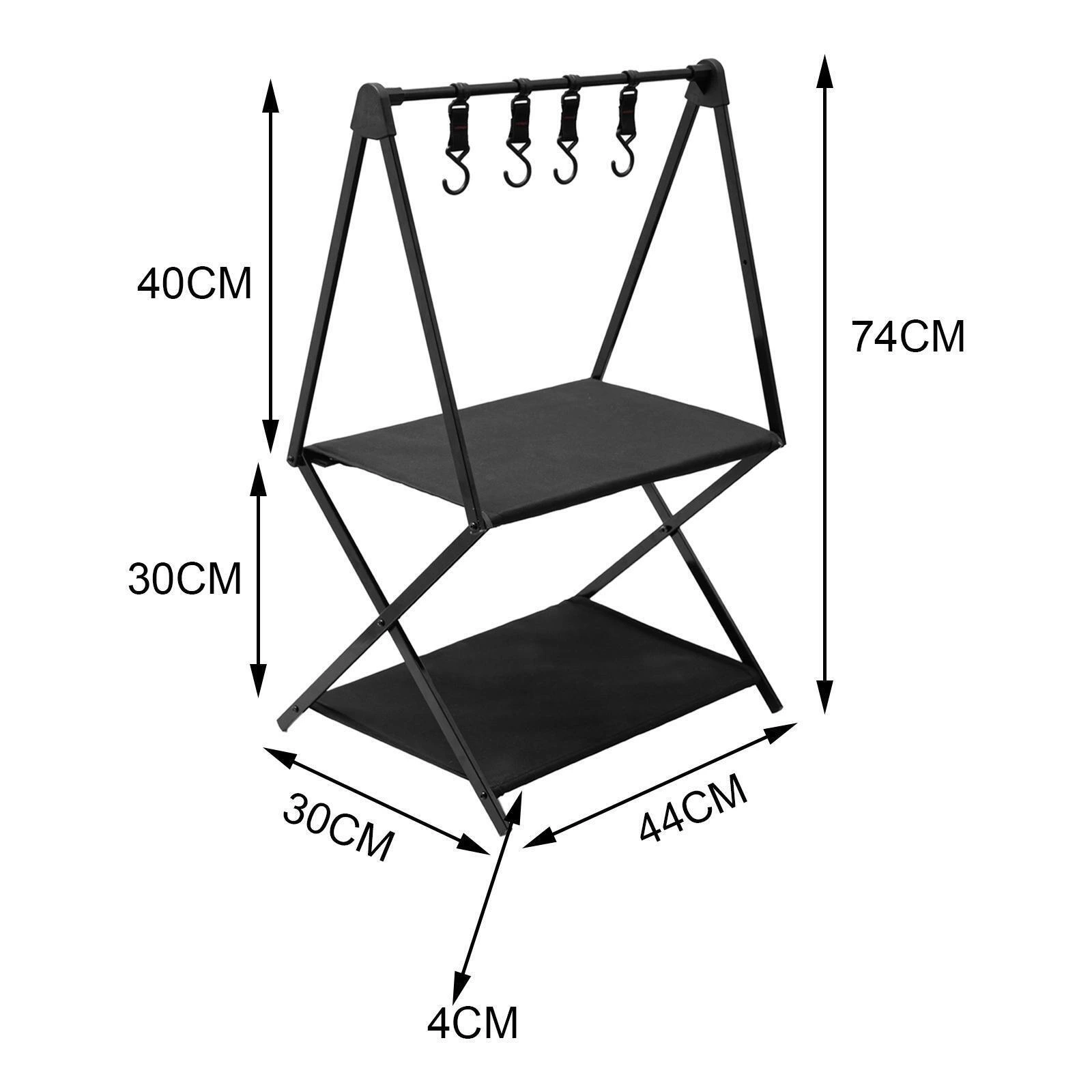 Camping Storage Rack Outdoor Folding Stand with Hooks GTFRWF-25-002