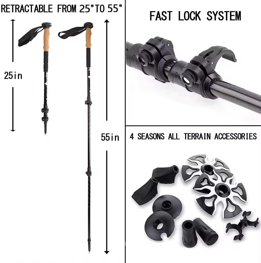 Custom Carbon Trekking Poles | Cork EVA Handle | GulTrek OEM Supplier