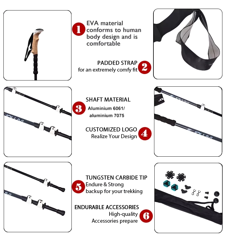 Custom Hiking Trekking Poles | 7075 Aluminum/Carbon Fiber | OEM